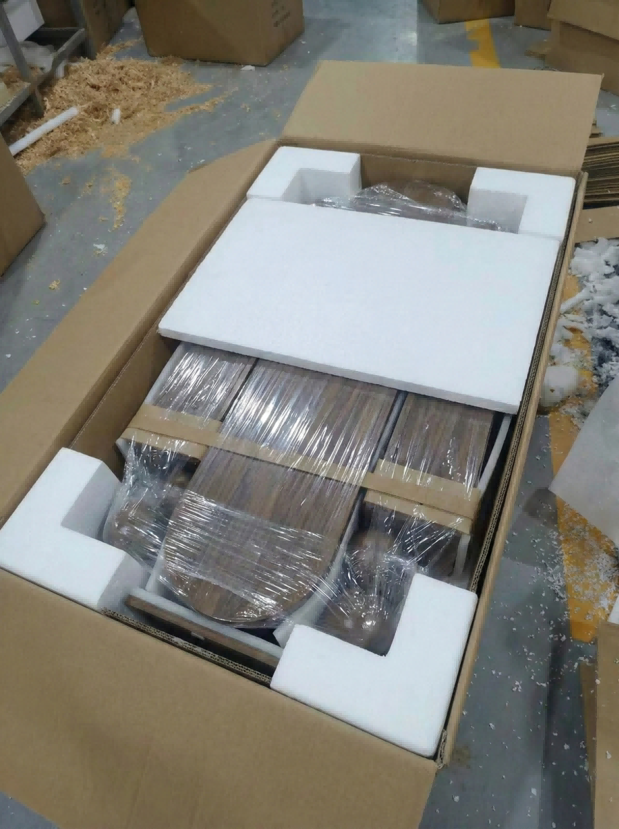 curved-furniture-protective-packaging-detail：Reinforced export packaging with custom EVA foam for curved furniture protection.