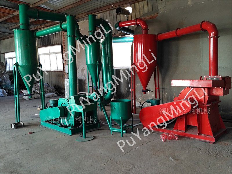 Aluminum foil granulation and pulverization production line