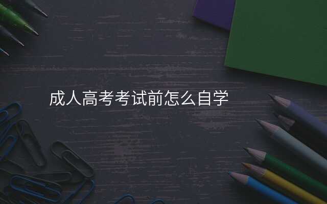 成人高考考试前怎么自学