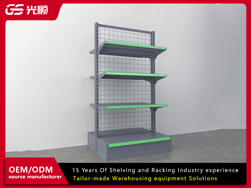 grey Back mesh retail shelves