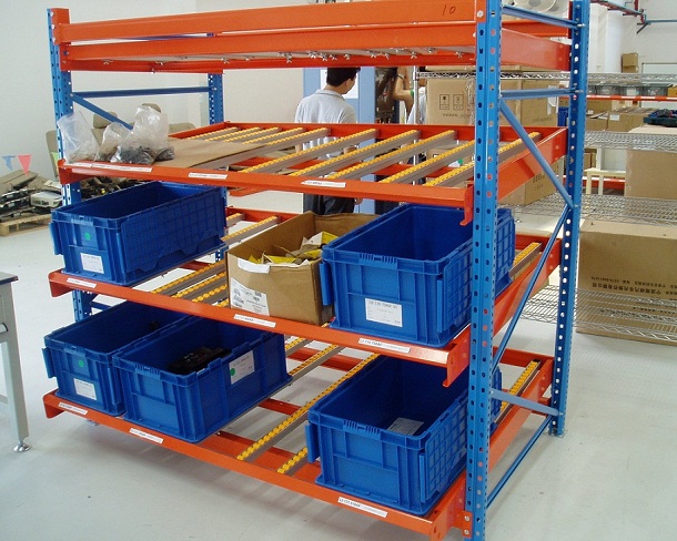 Flow rack shelving
