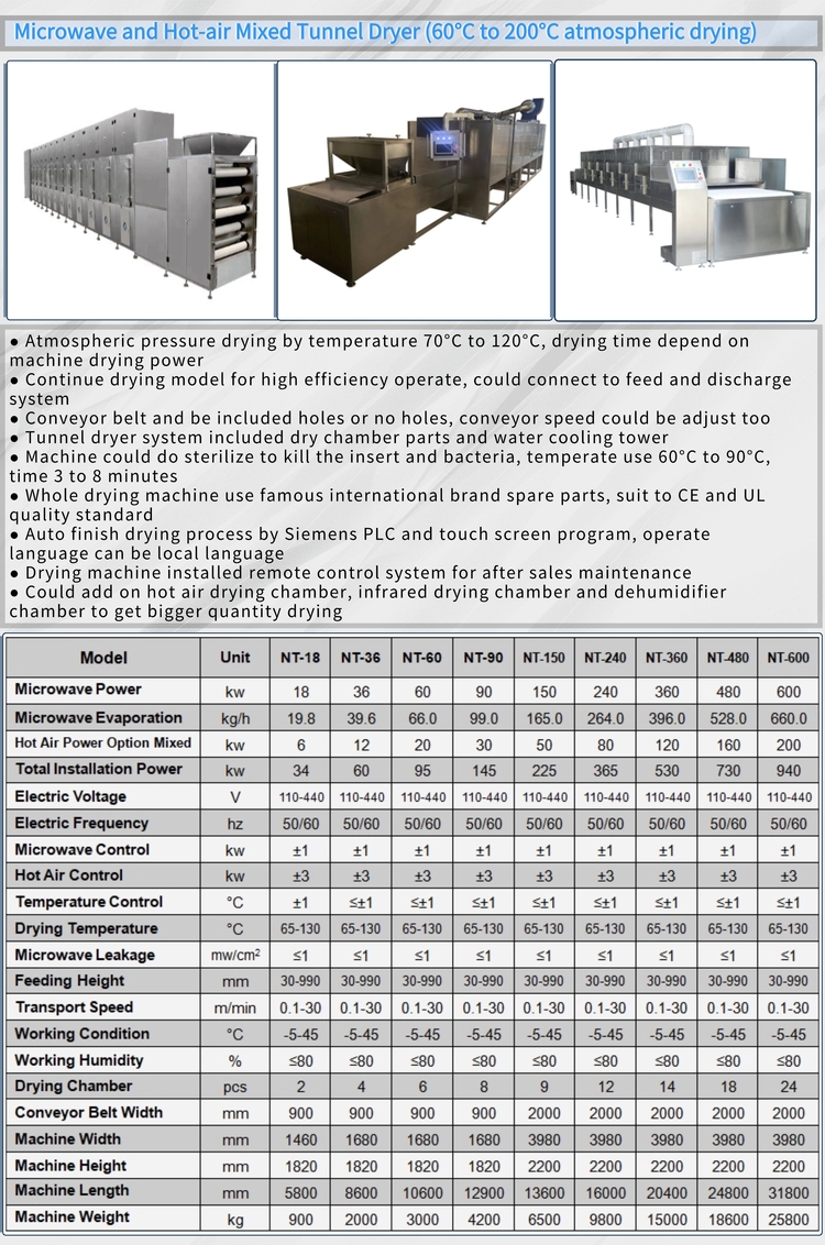 Single-Layer Hot air Microwave Mixed Dryer