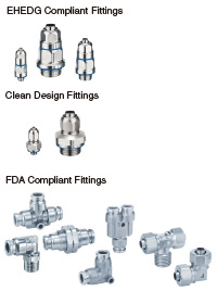 符合EHEDG／洁净设计/符合FDA的管接头KFG2H□-E/KFG2H□-C/KQ□2-F・KFG2-F 